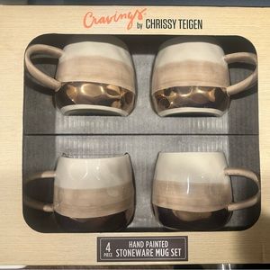 Cravings by Chrissy Teigen Set of (4) Mugs (hand painted stoneware) NEW IN BOX